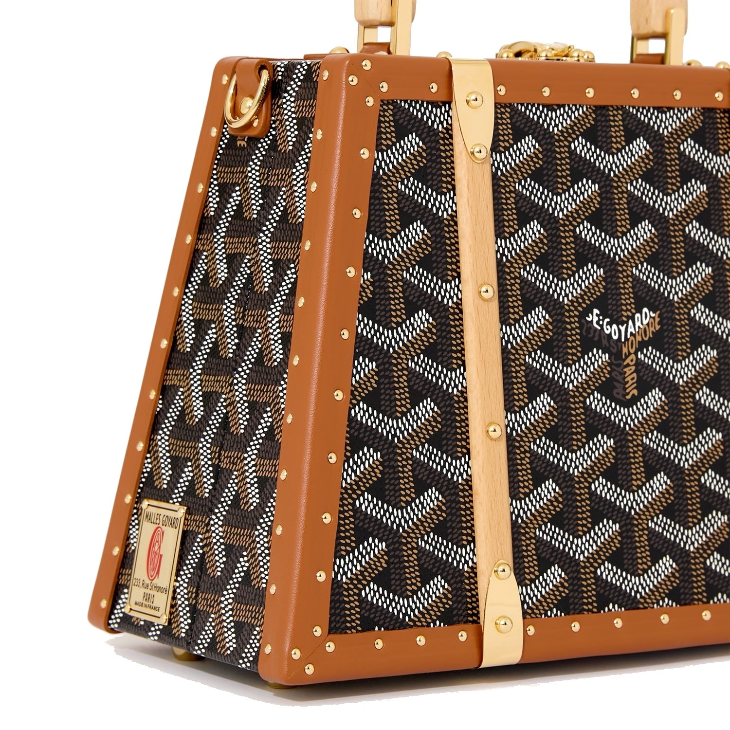 Mini Structured Trunk Crossbody - Black & Tan - 8