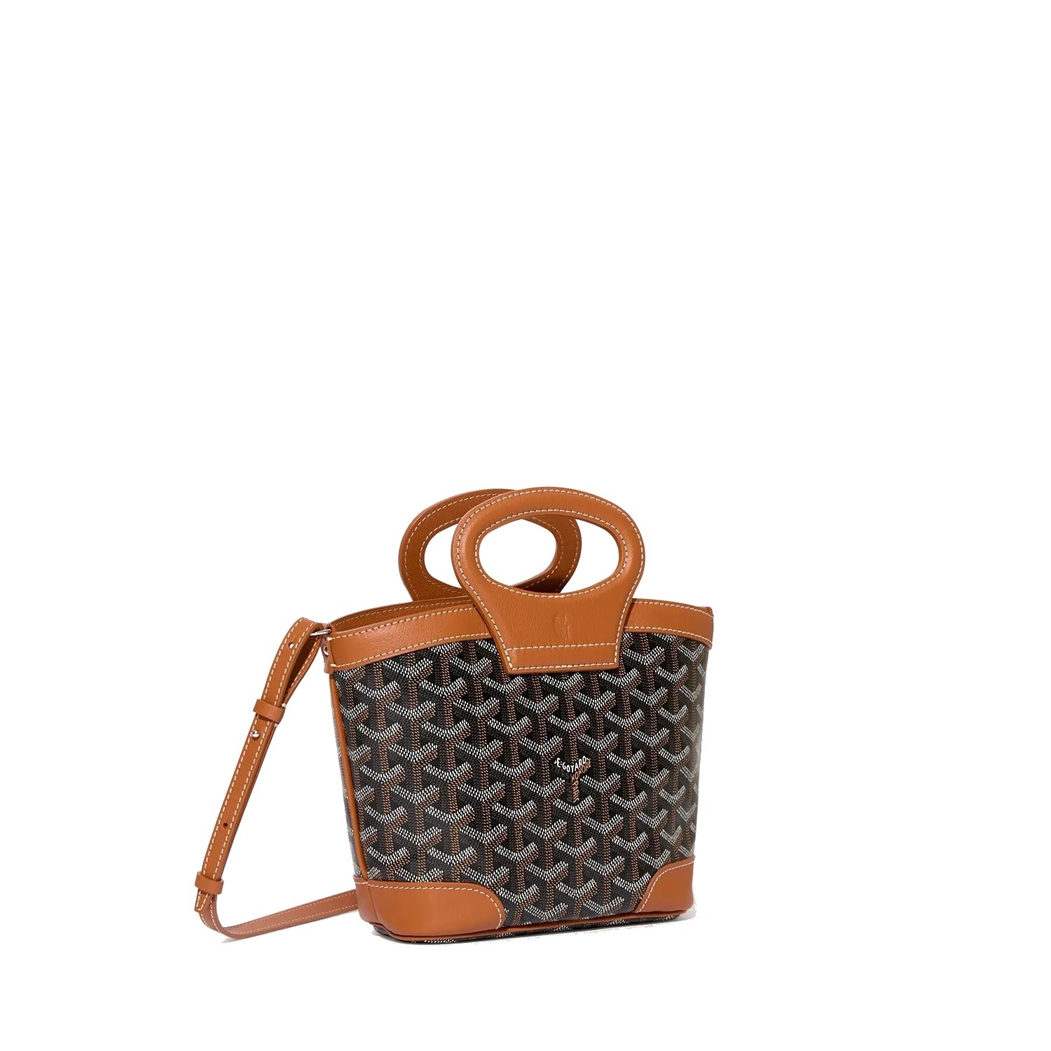 Drawstring Mini Bucket Bag - Black & Tan