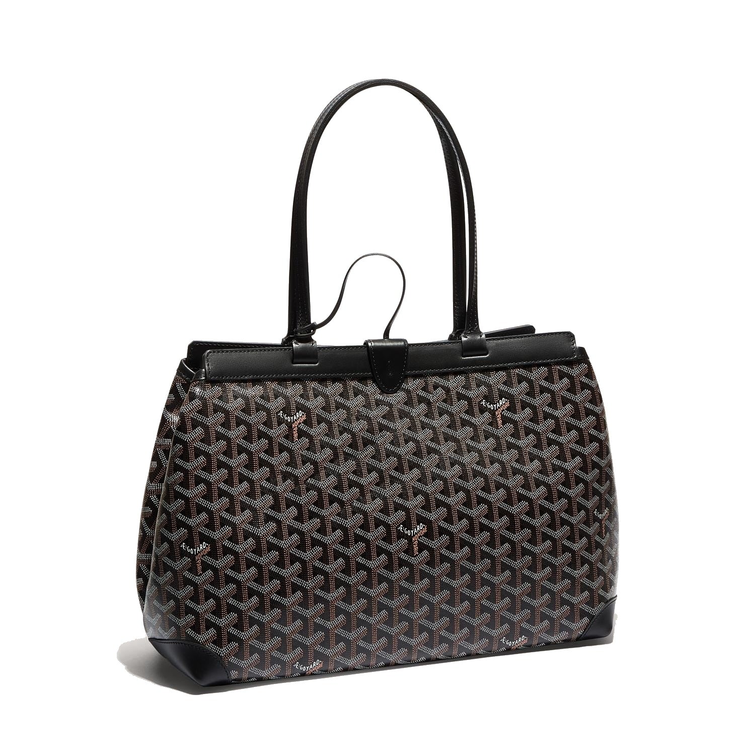 Contrast Leather Shoulder Bag - Black