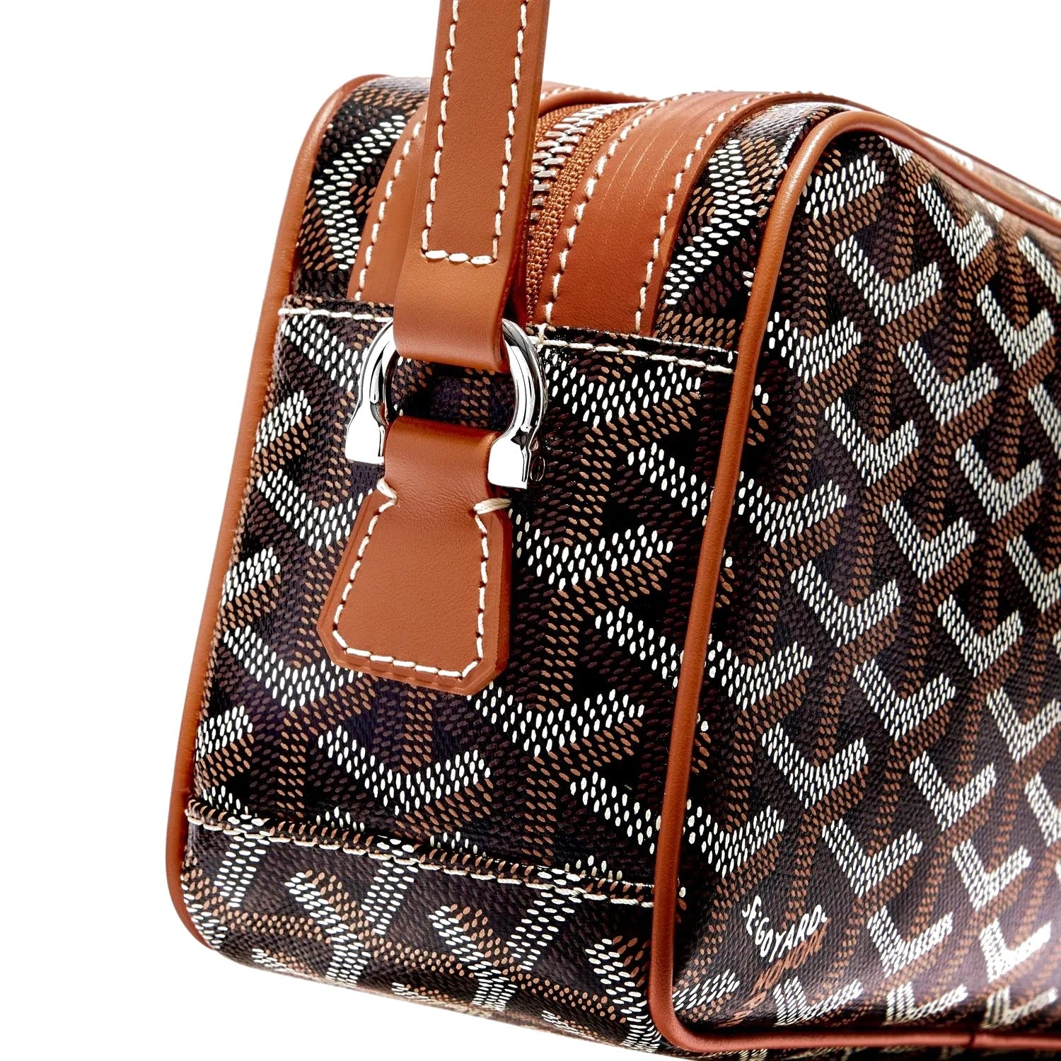 Compact Crossbody Flap Bag - Black & Tan - 8