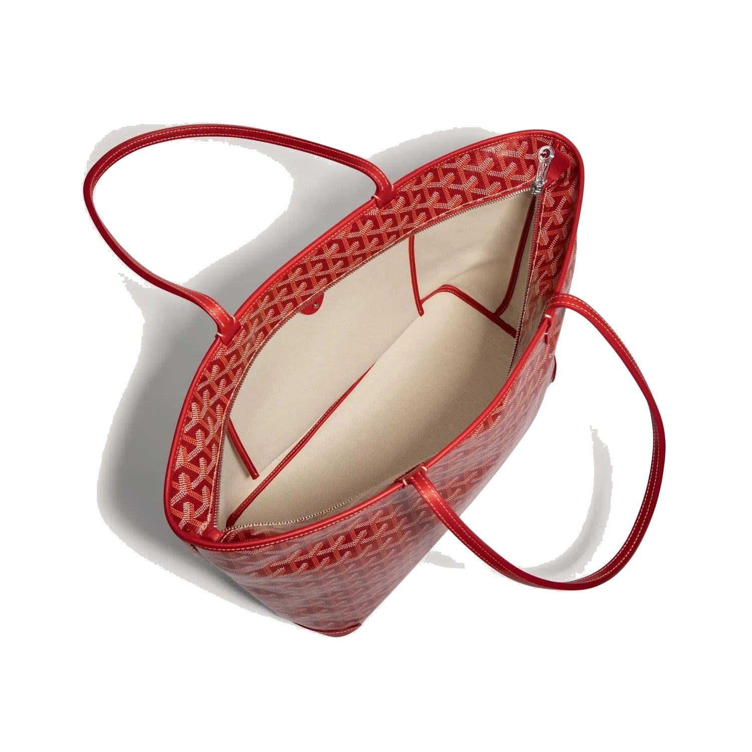 Zippered Canvas Tote - Medium - Red - 12
