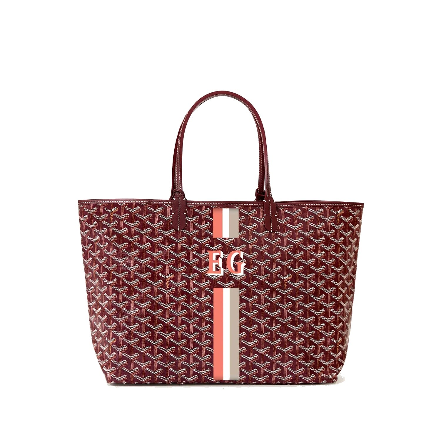 Canvas Tote with Personalized Stripes - Small - Burgundy - 50