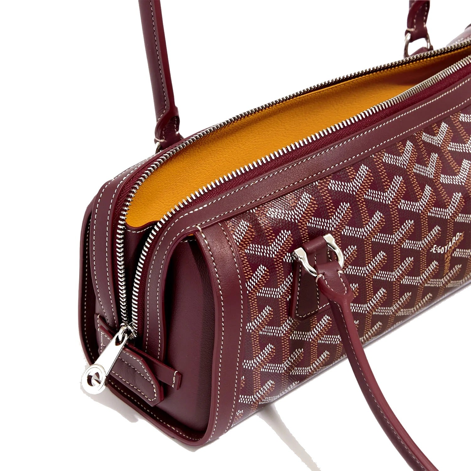 Round Structured Top-Handle Bag - Burgundy - 45