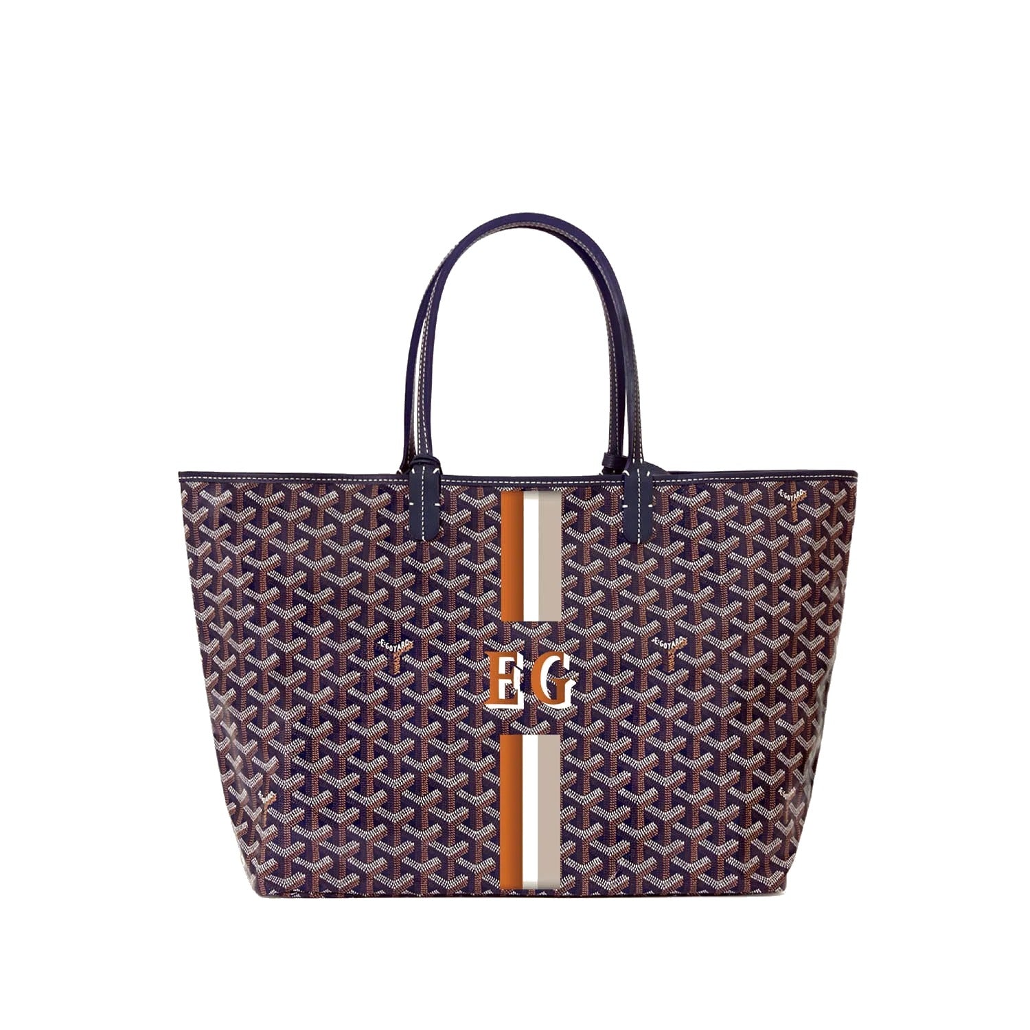 Canvas Tote with Personalized Stripes - Small - Navy Blue - 44