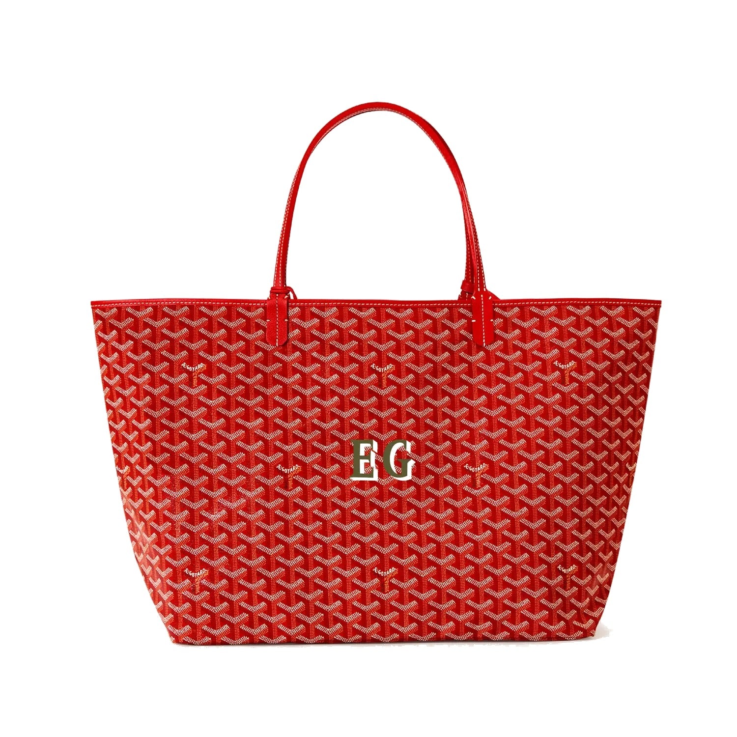 Personalized Initials Canvas Tote - Large - Red - 14