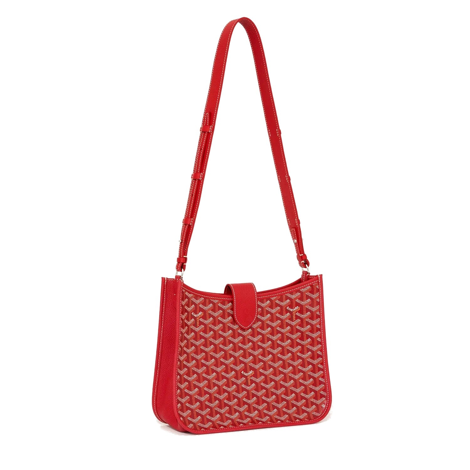 Canvas Flap Crossbody Bag - Red - 12