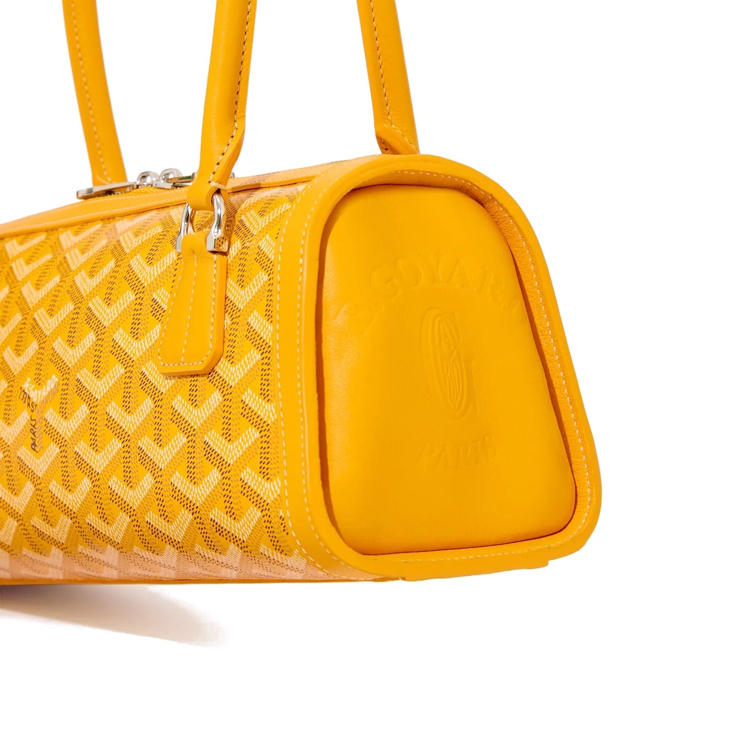 Round Structured Top-Handle Bag - Yellow - 24