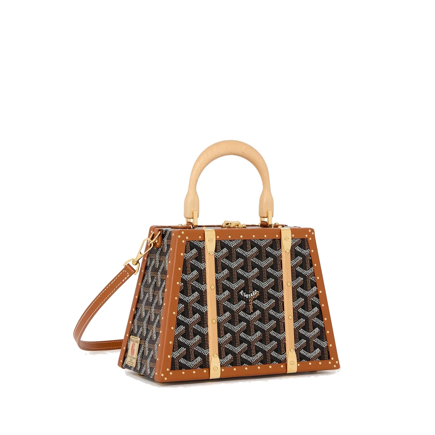 Mini Structured Trunk Crossbody - Black & Tan
