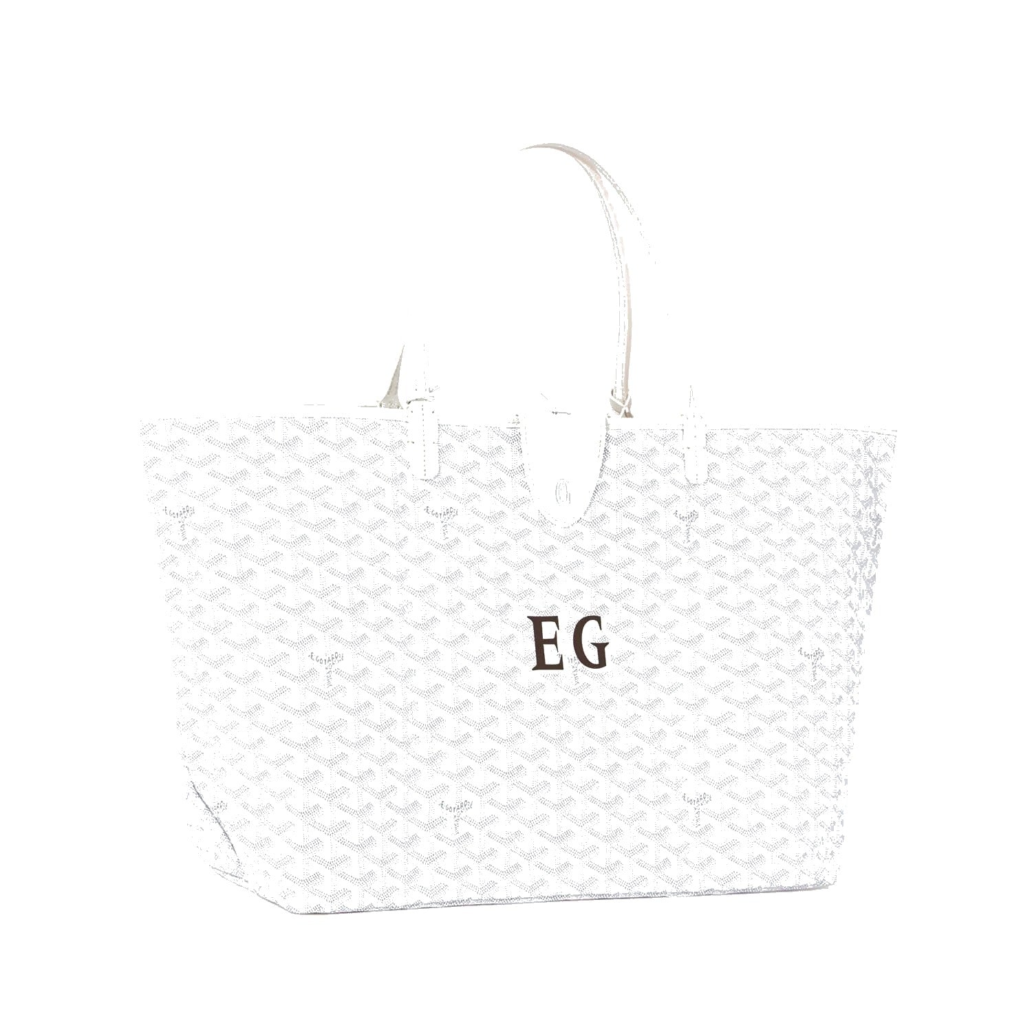 Personalized Initials Canvas Tote - Large - White