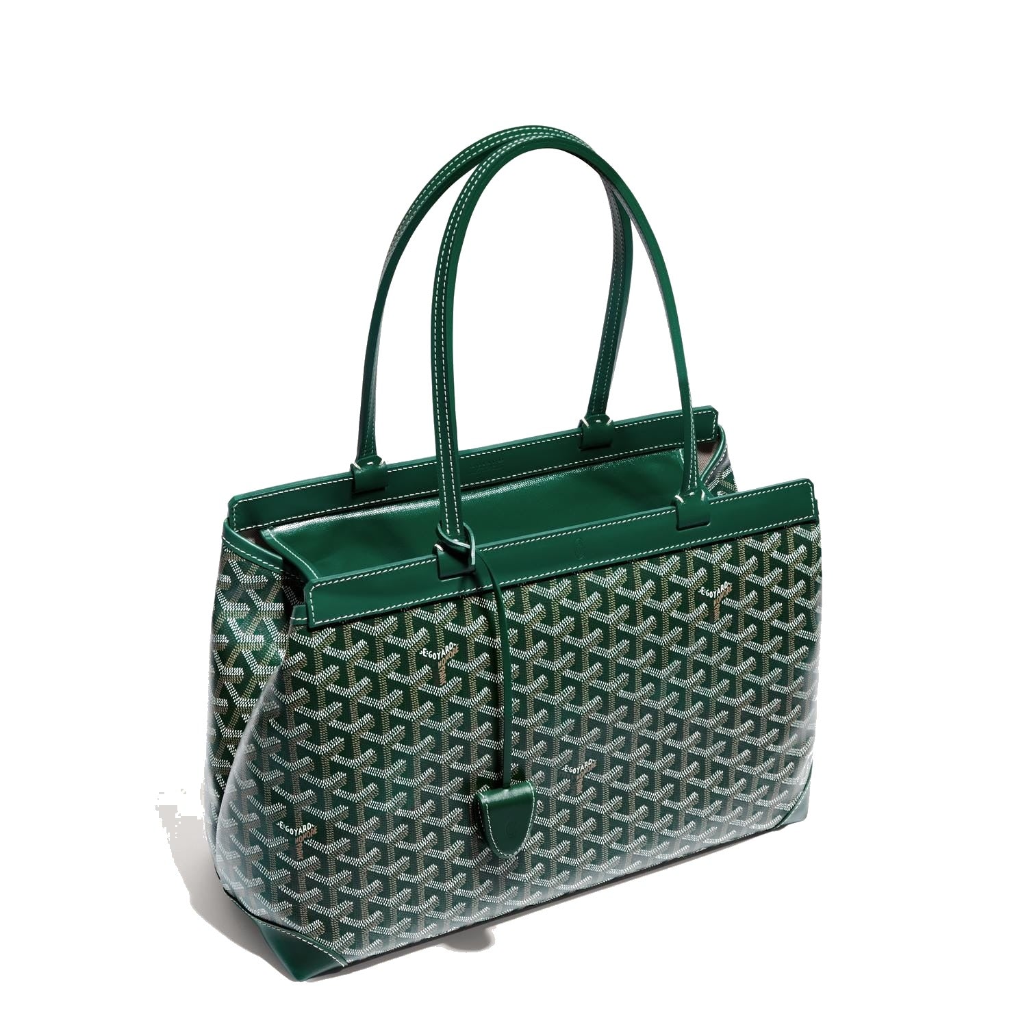 Contrast Leather Shoulder Bag - Green - 23