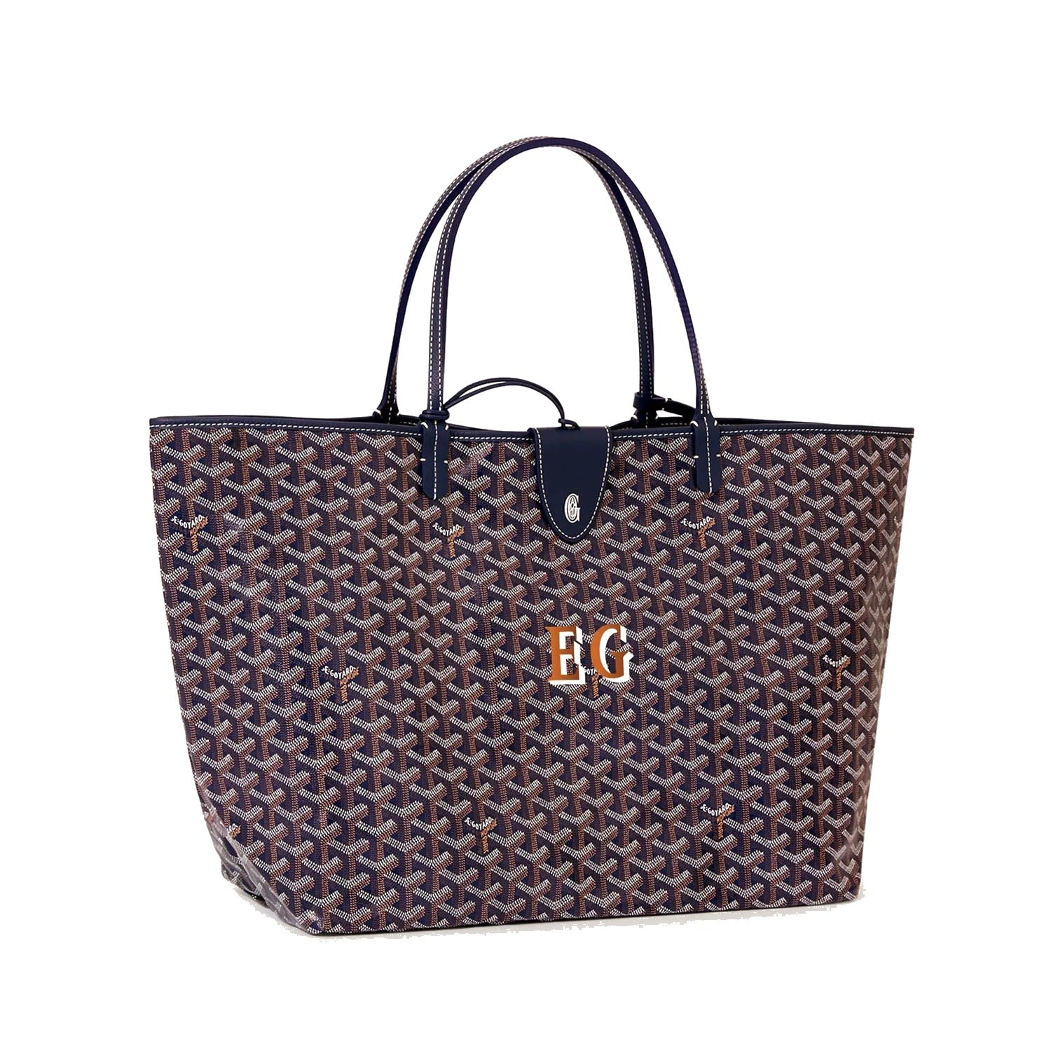 Personalized Initials Canvas Tote - Large - Navy Blue