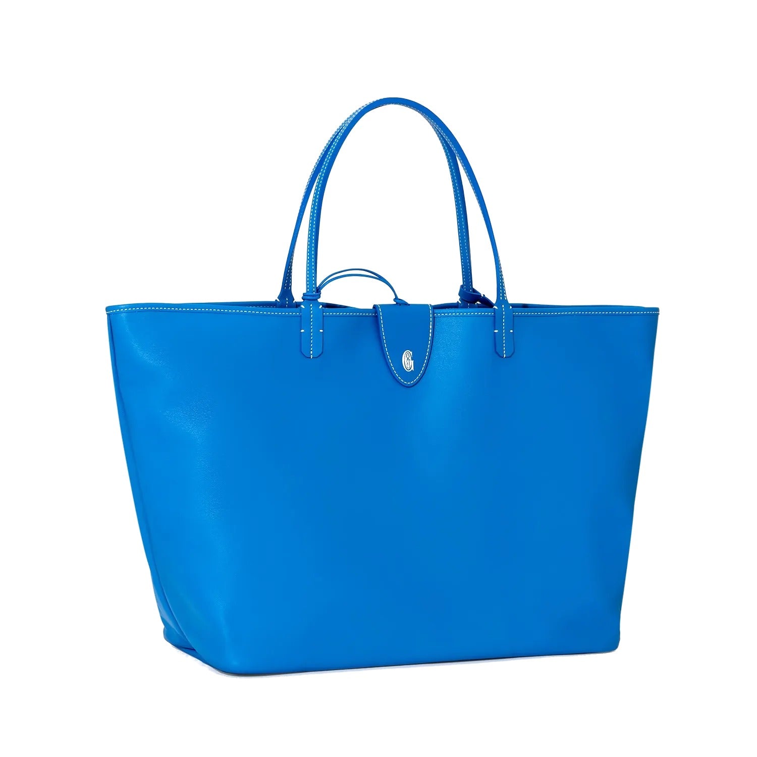 Reversible Leather Tote Bag - Large - Sky Blue