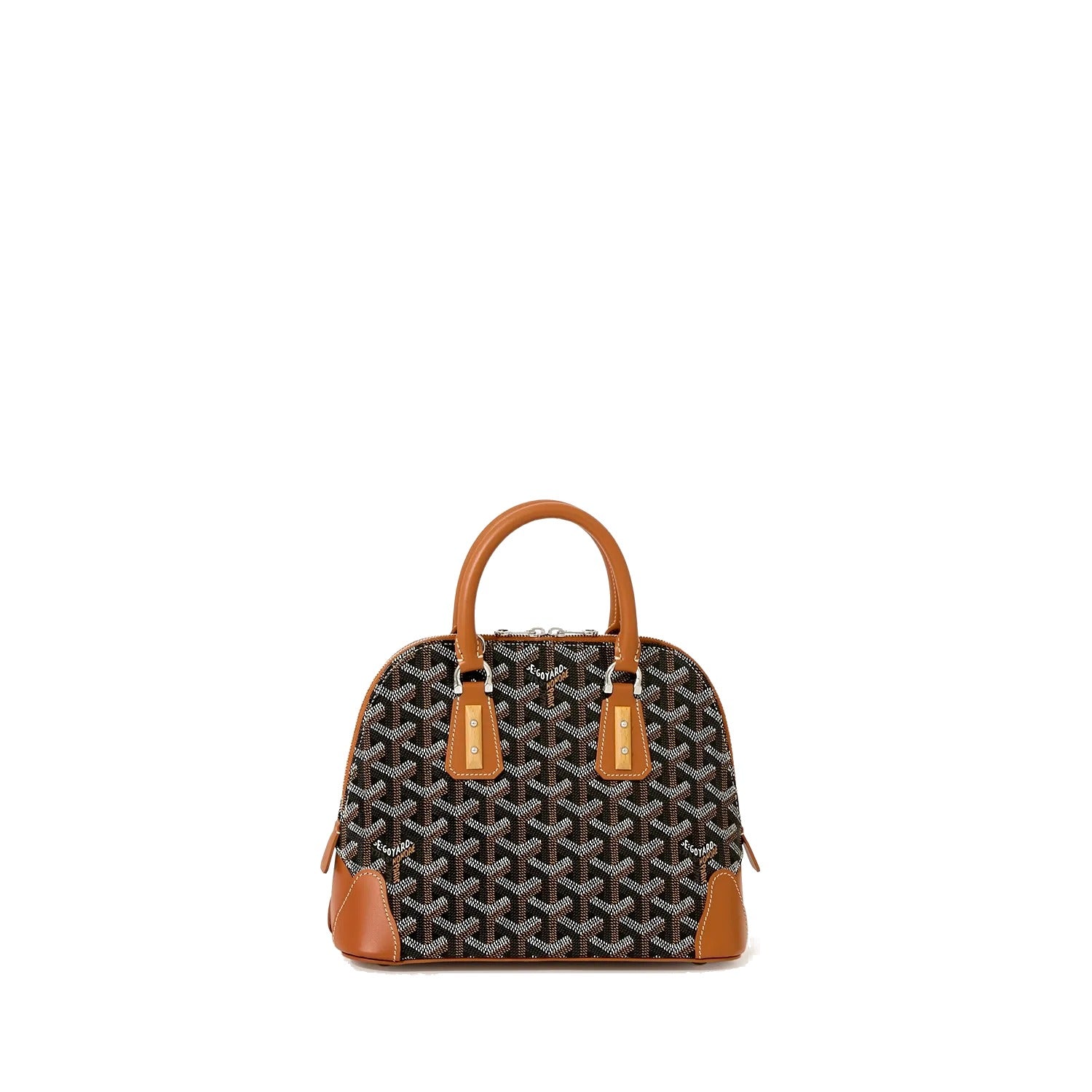 Mini Structured Top-Handle Bag - Black & Tan - 7