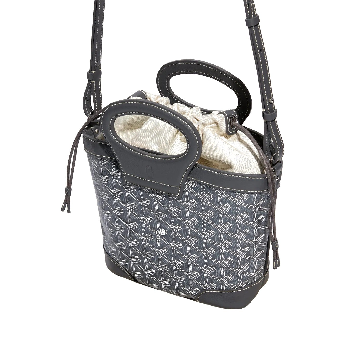 Drawstring Mini Bucket Bag - Grey - 44