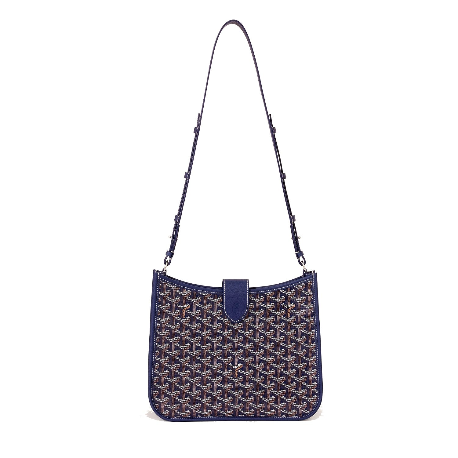Canvas Flap Crossbody Bag - Navy Blue - 39