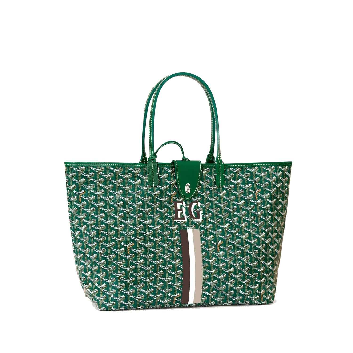 Canvas Tote with Personalized Stripes - Small - Green
