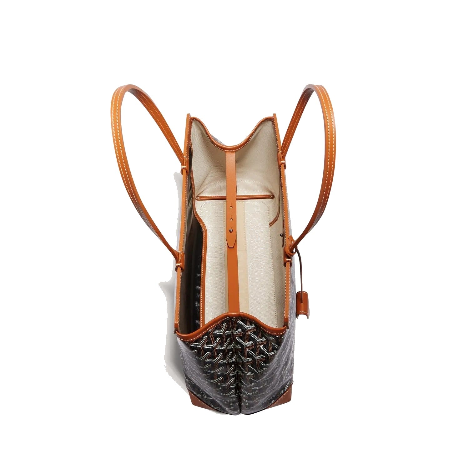 Contrast Leather Shoulder Bag - Black & Tan - 8