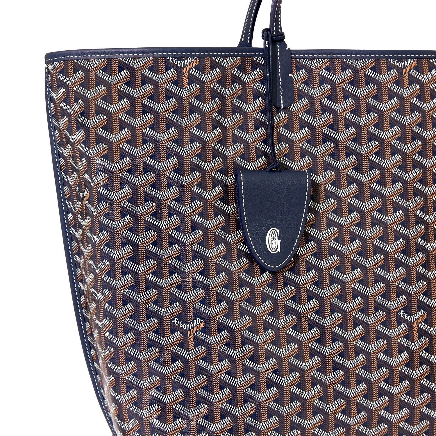 Reversible Leather Tote Bag - Large - Navy Blue - 40