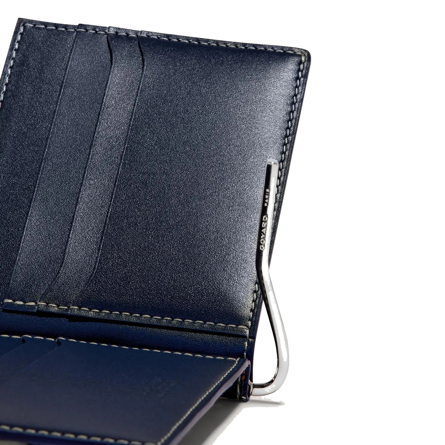Leather Money Clip Card Holder - Navy Blue - 24