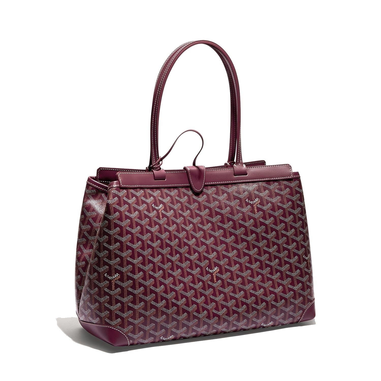 Contrast Leather Shoulder Bag - Burgundy
