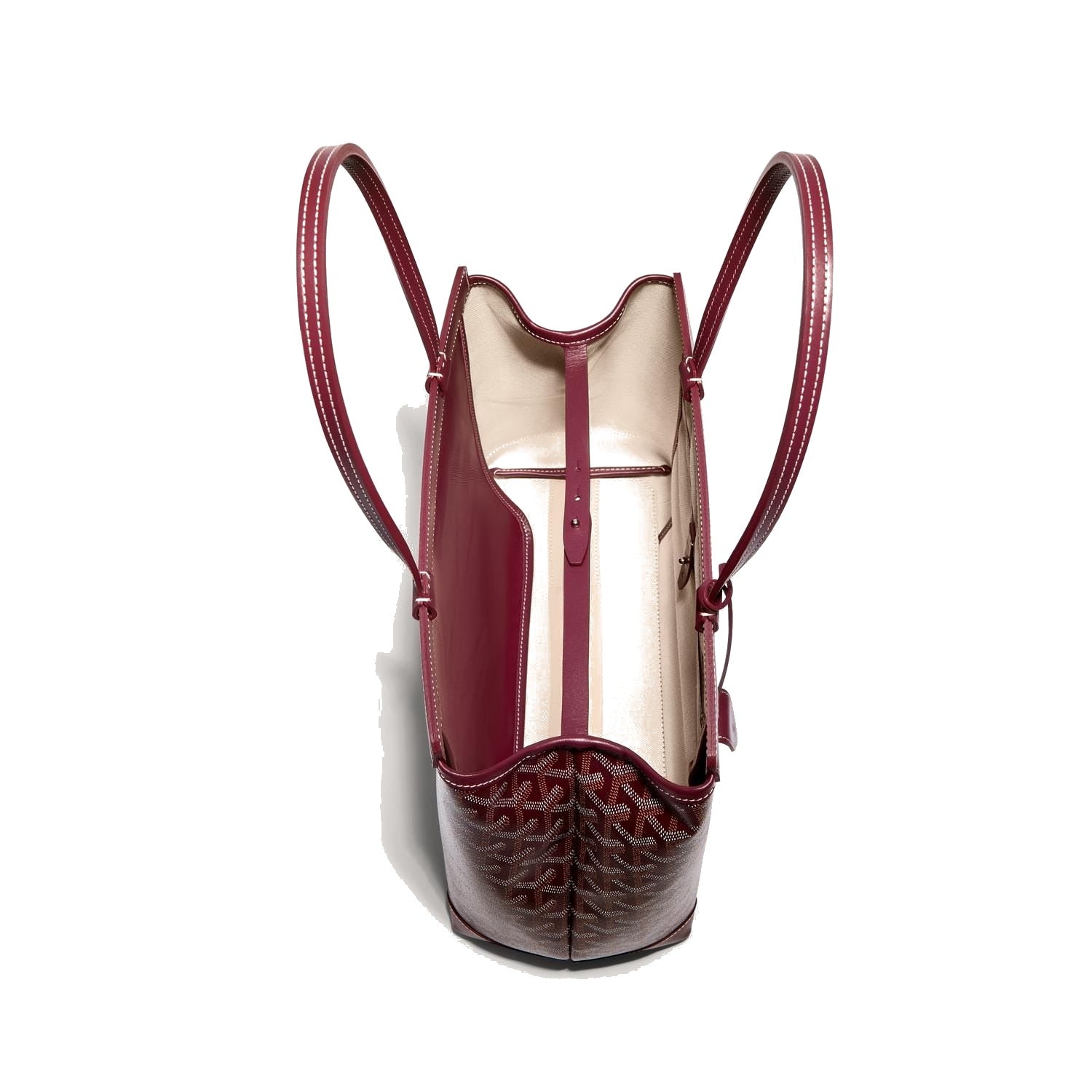 Contrast Leather Shoulder Bag - Burgundy - 36