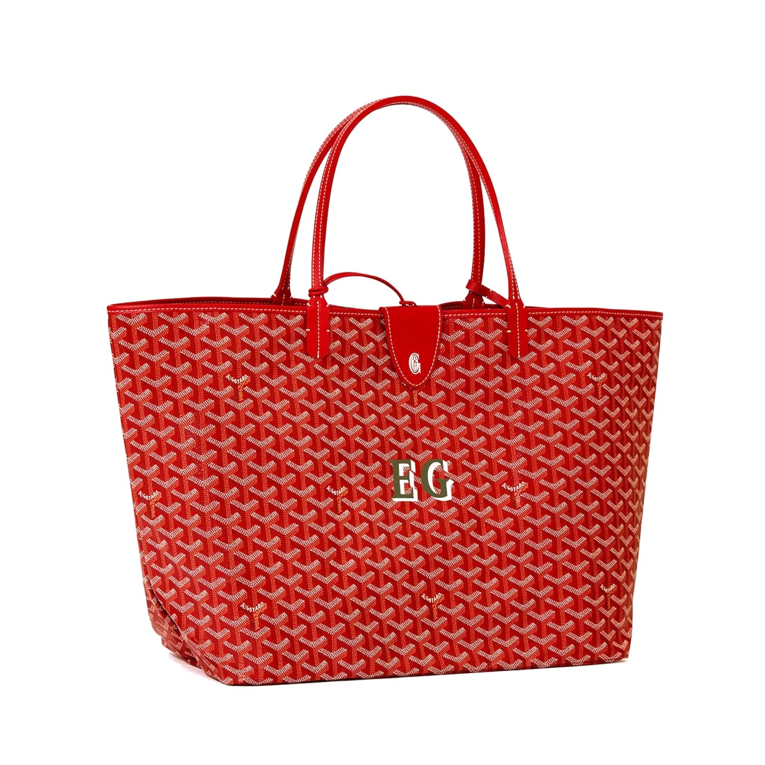 Personalized Initials Canvas Tote - Large - Red
