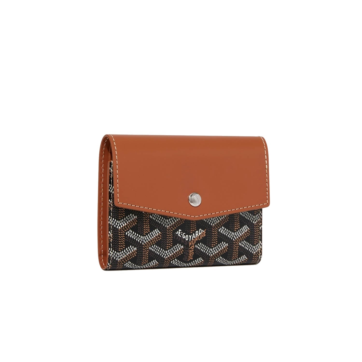 Compact Bi-Fold Wallet with Coin Pocket - Black & Tan