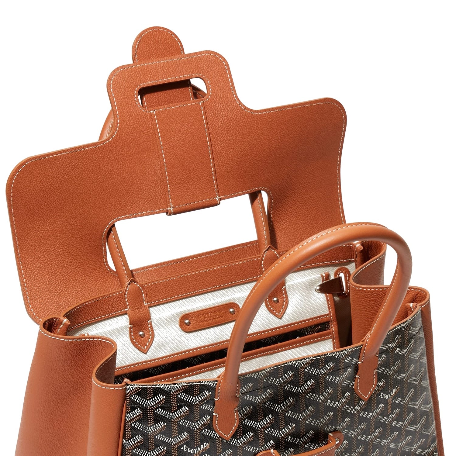 Structured Convertible Tote Bag - Black & Tan - 12