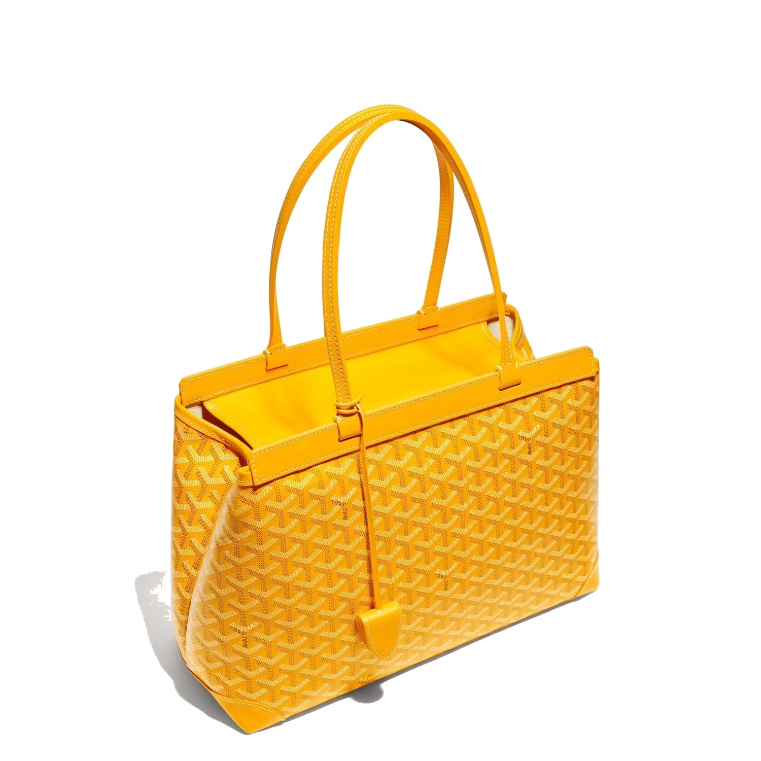 Contrast Leather Shoulder Bag - Yellow - 19