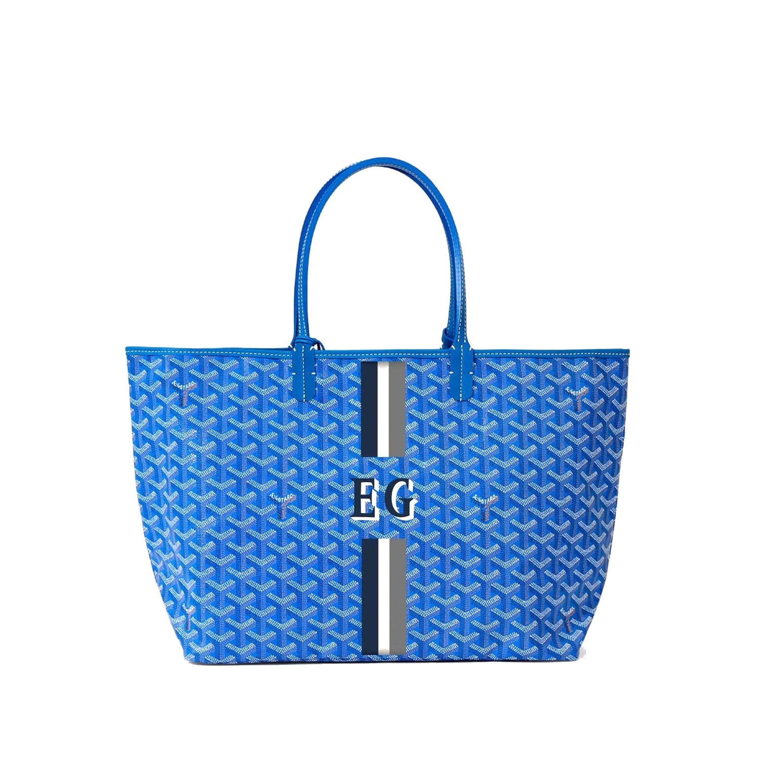 Canvas Tote with Personalized Stripes - Small - Sky Blue - 38