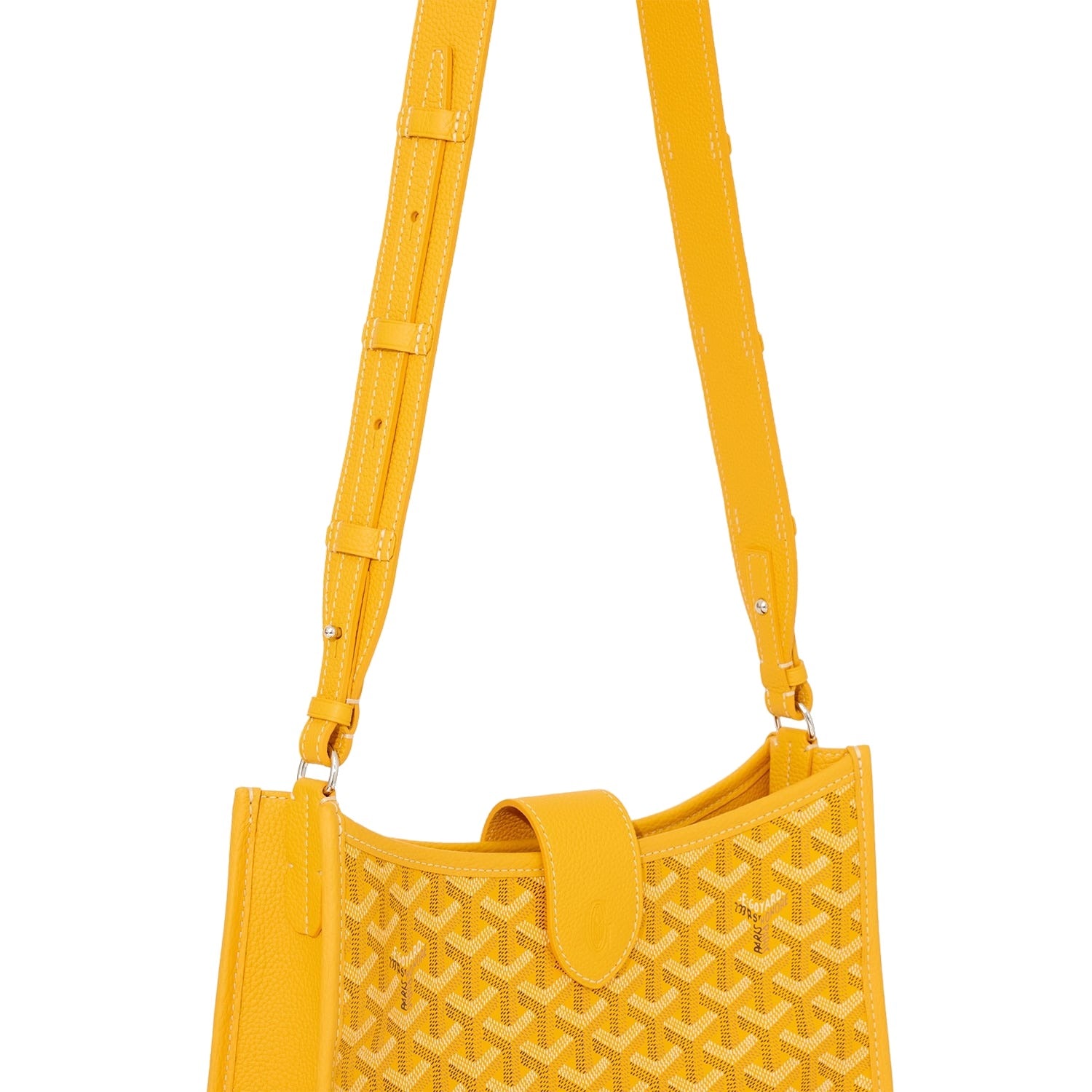 Canvas Flap Crossbody Bag - Yellow - 25