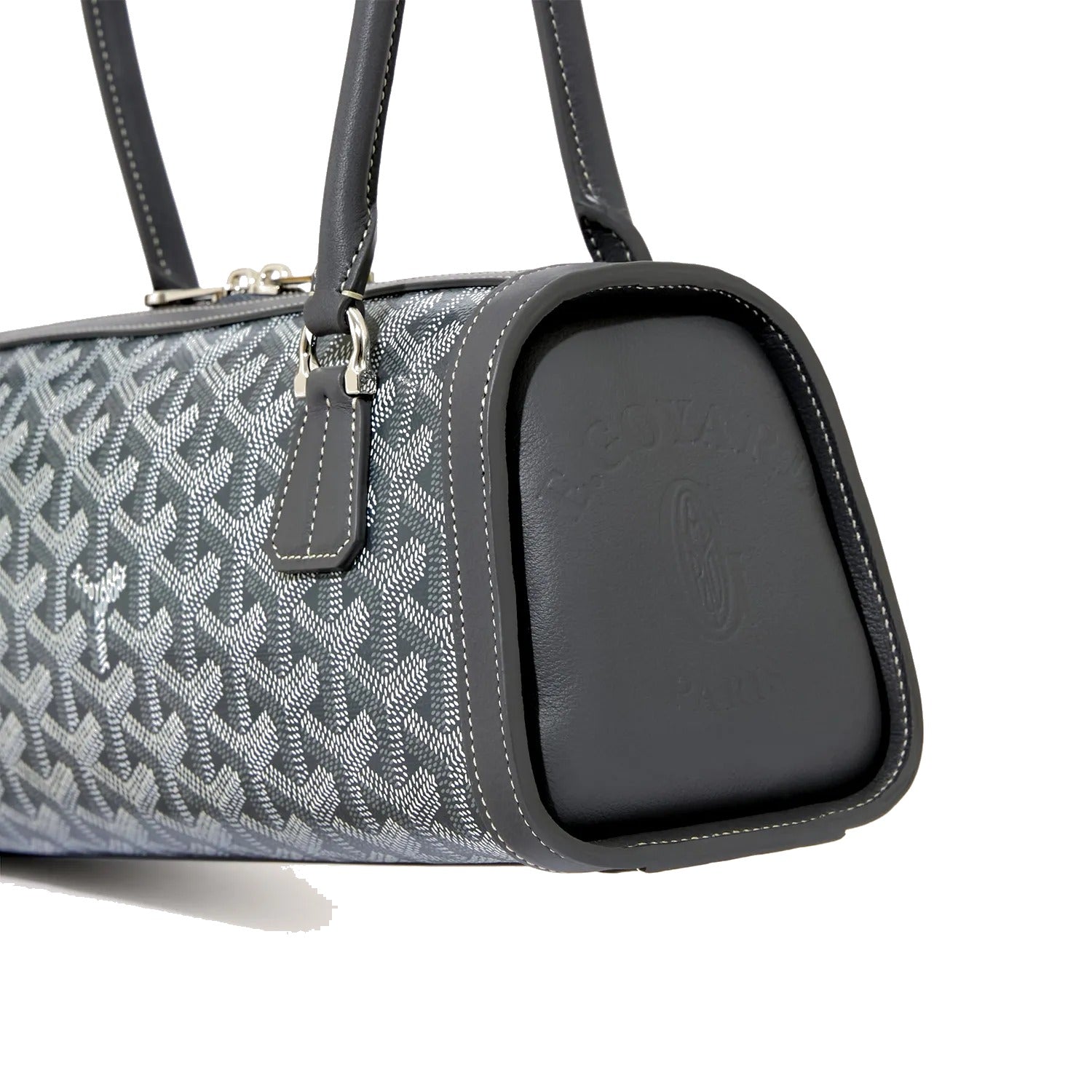 Round Structured Top-Handle Bag - Grey - 54