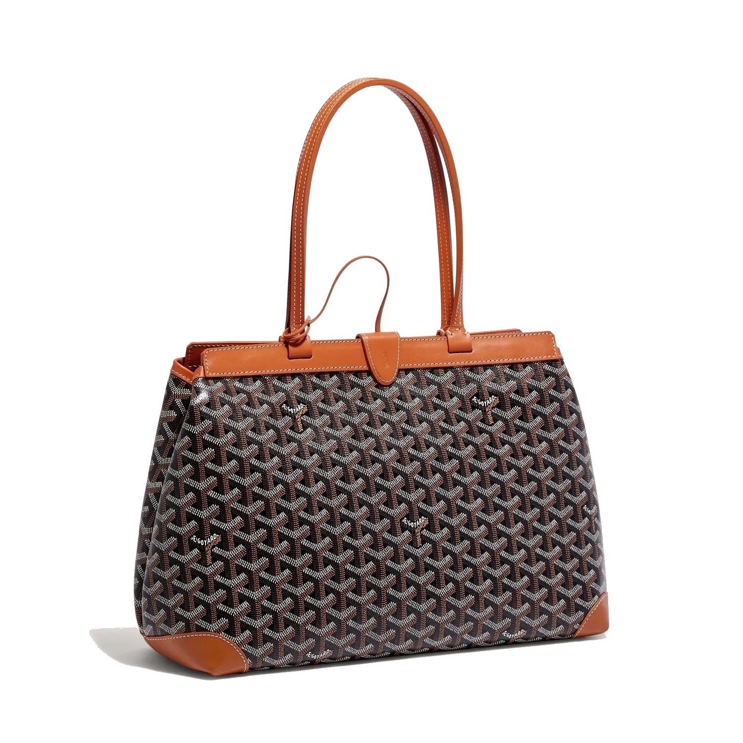 Contrast Leather Shoulder Bag - Black & Tan