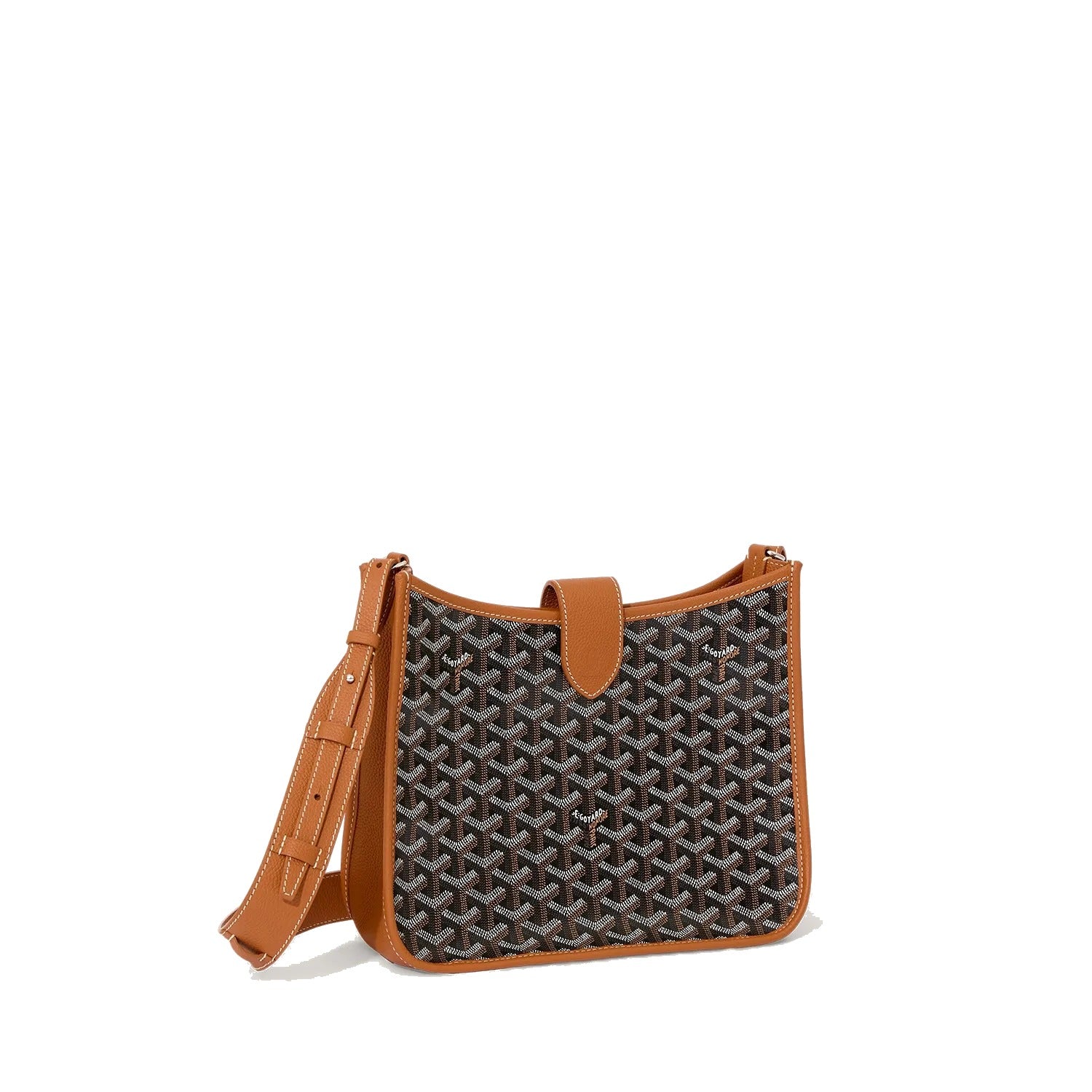 Canvas Flap Crossbody Bag - Black & Tan - 7