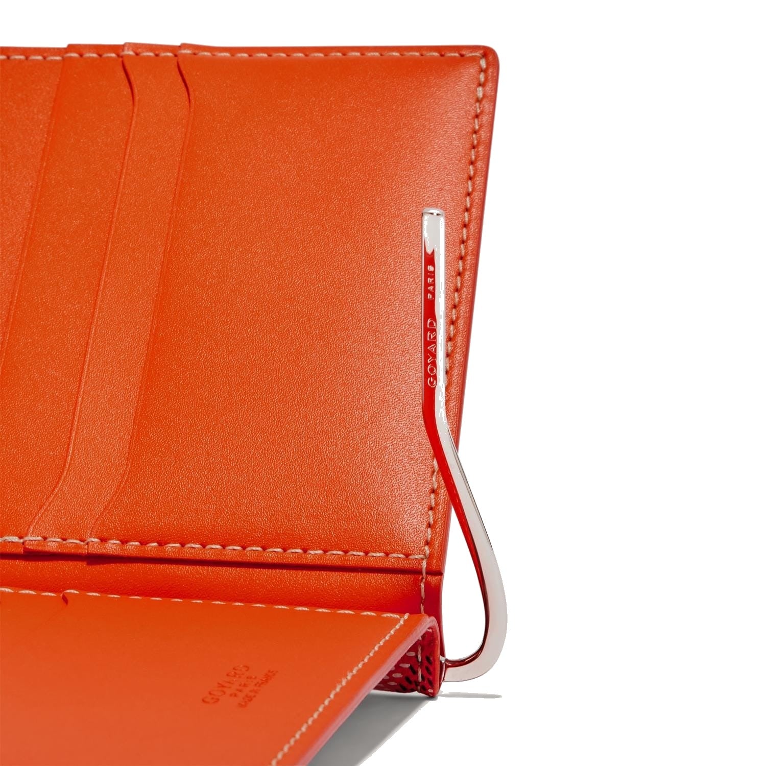 Leather Money Clip Card Holder - Orange - 12
