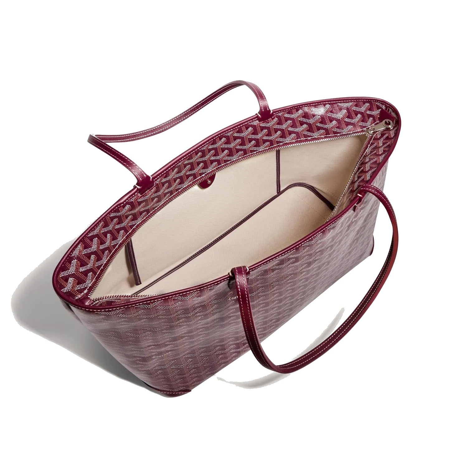 Zippered Canvas Tote - Medium - Burgundy - 36