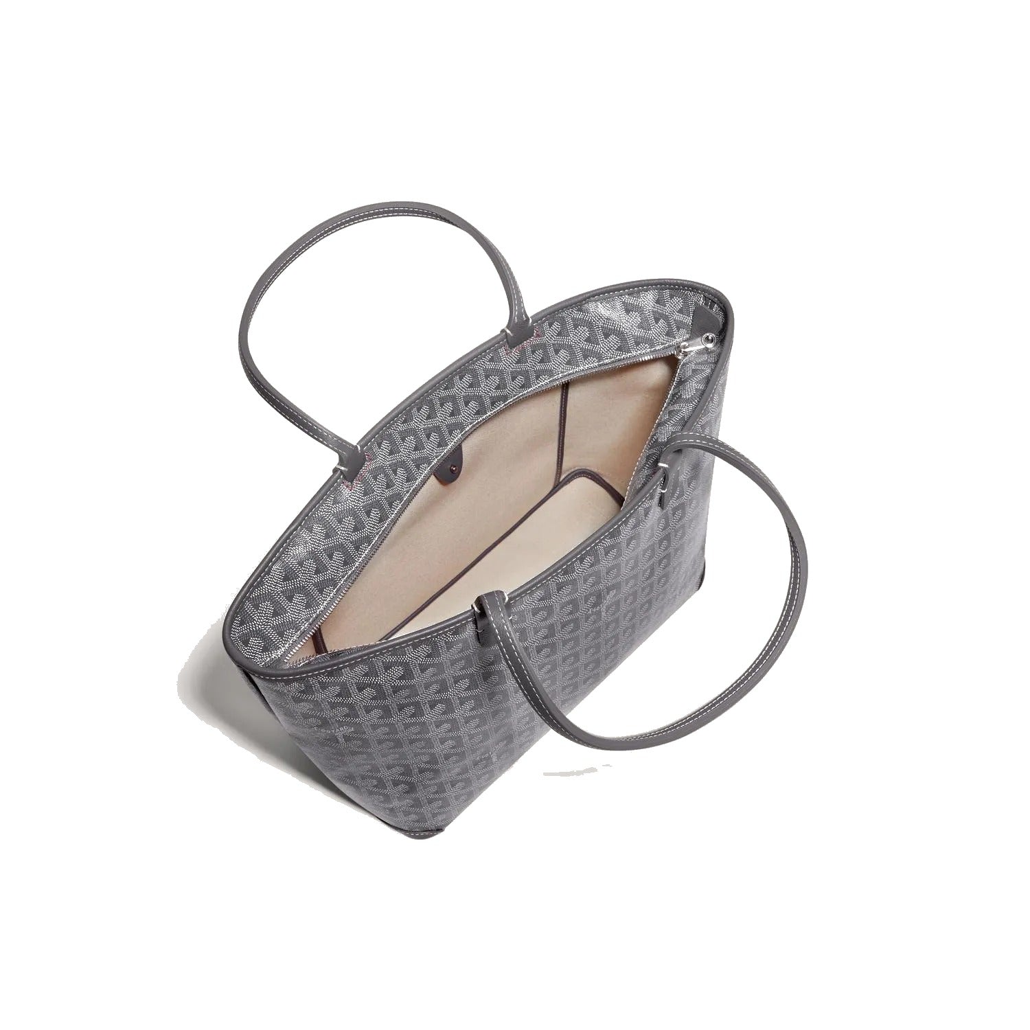 Zippered Canvas Tote - Small - Grey - 44
