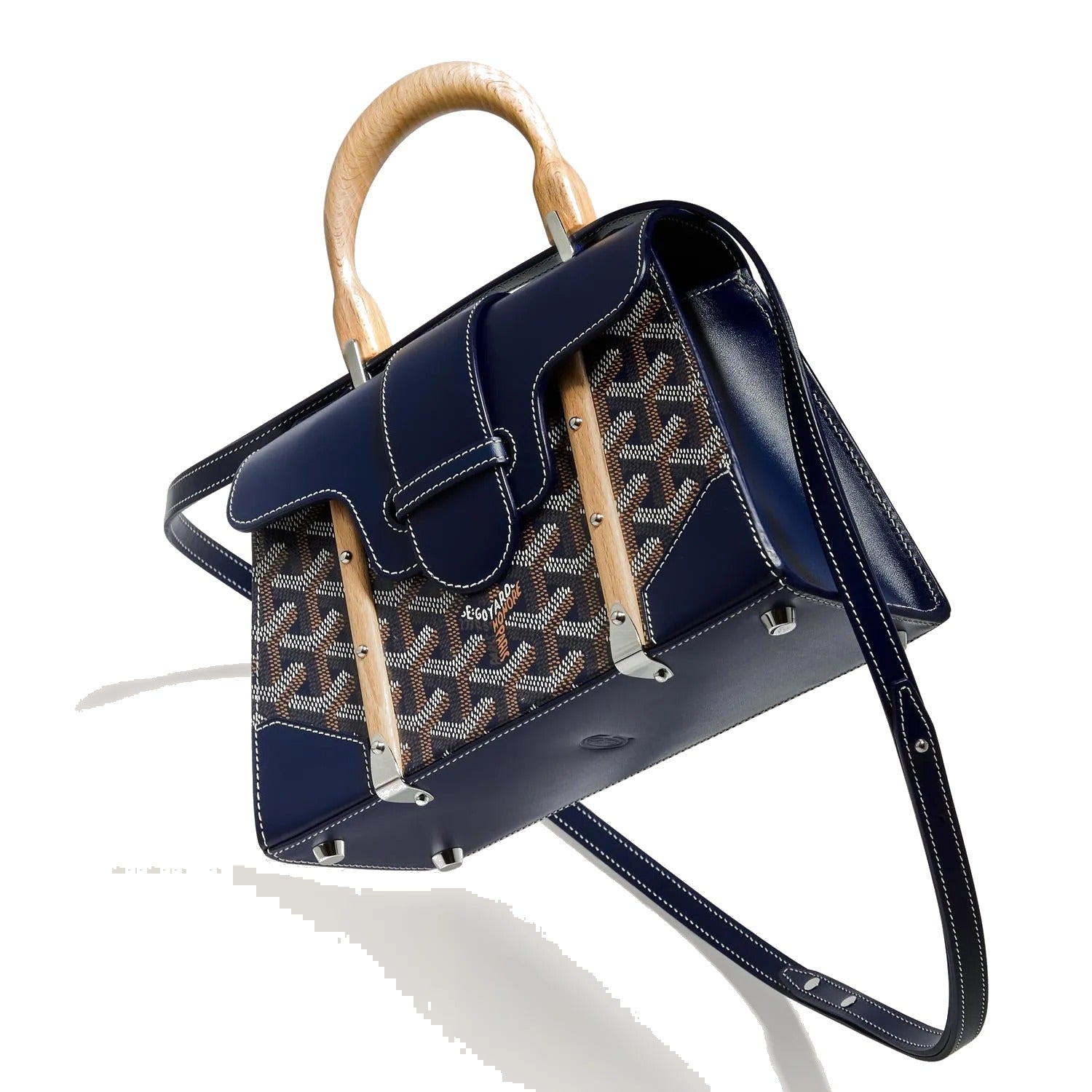 Structured Mini Top-Handle Bag - Navy Blue - 40