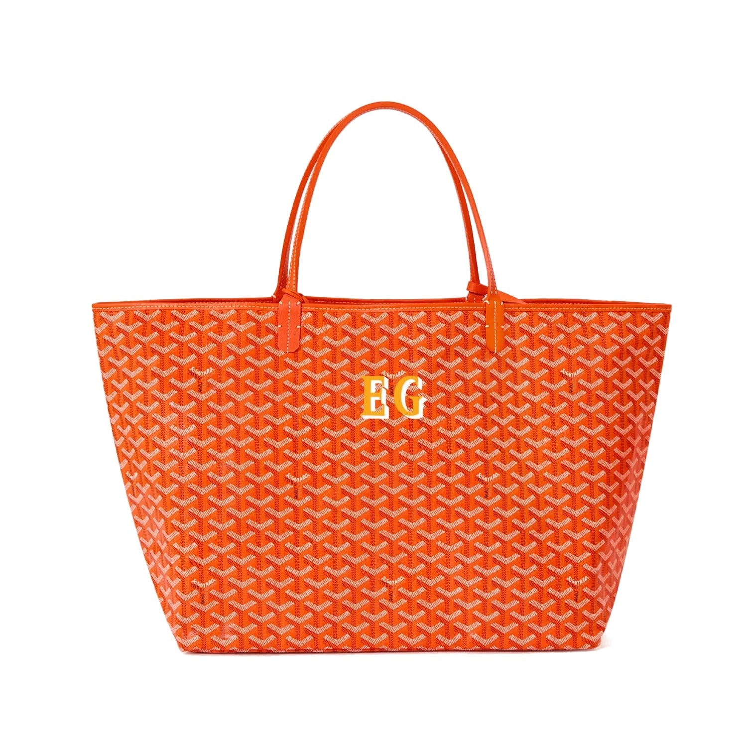 Personalized Initials Canvas Tote - Large - Orange - 20