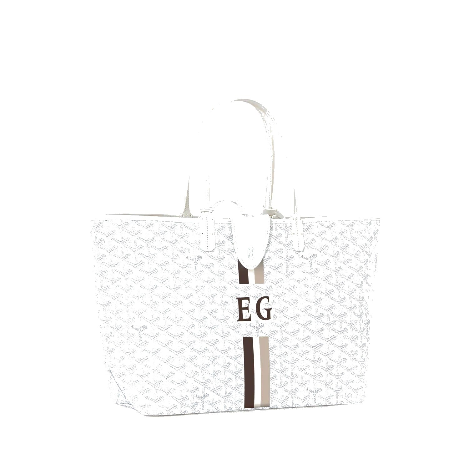 Canvas Tote with Personalized Stripes - Small - White