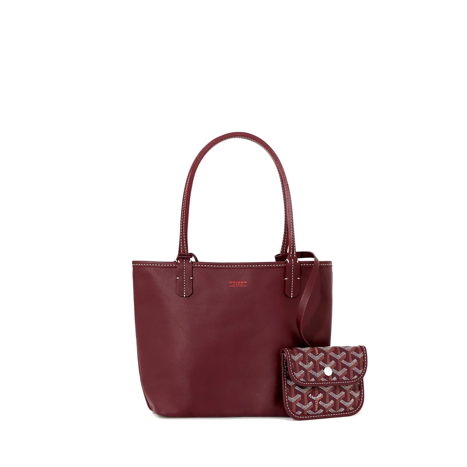 Reversible Leather Mini Tote - Burgundy - 42