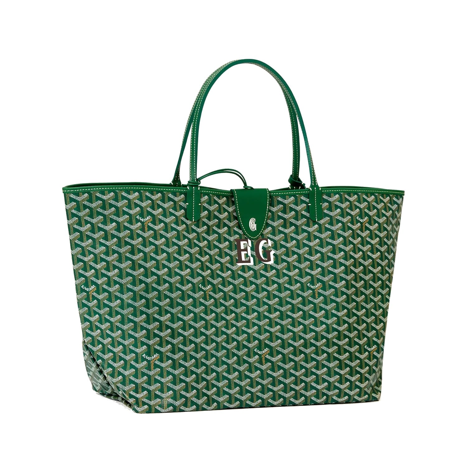 Personalized Initials Canvas Tote - Large - Green