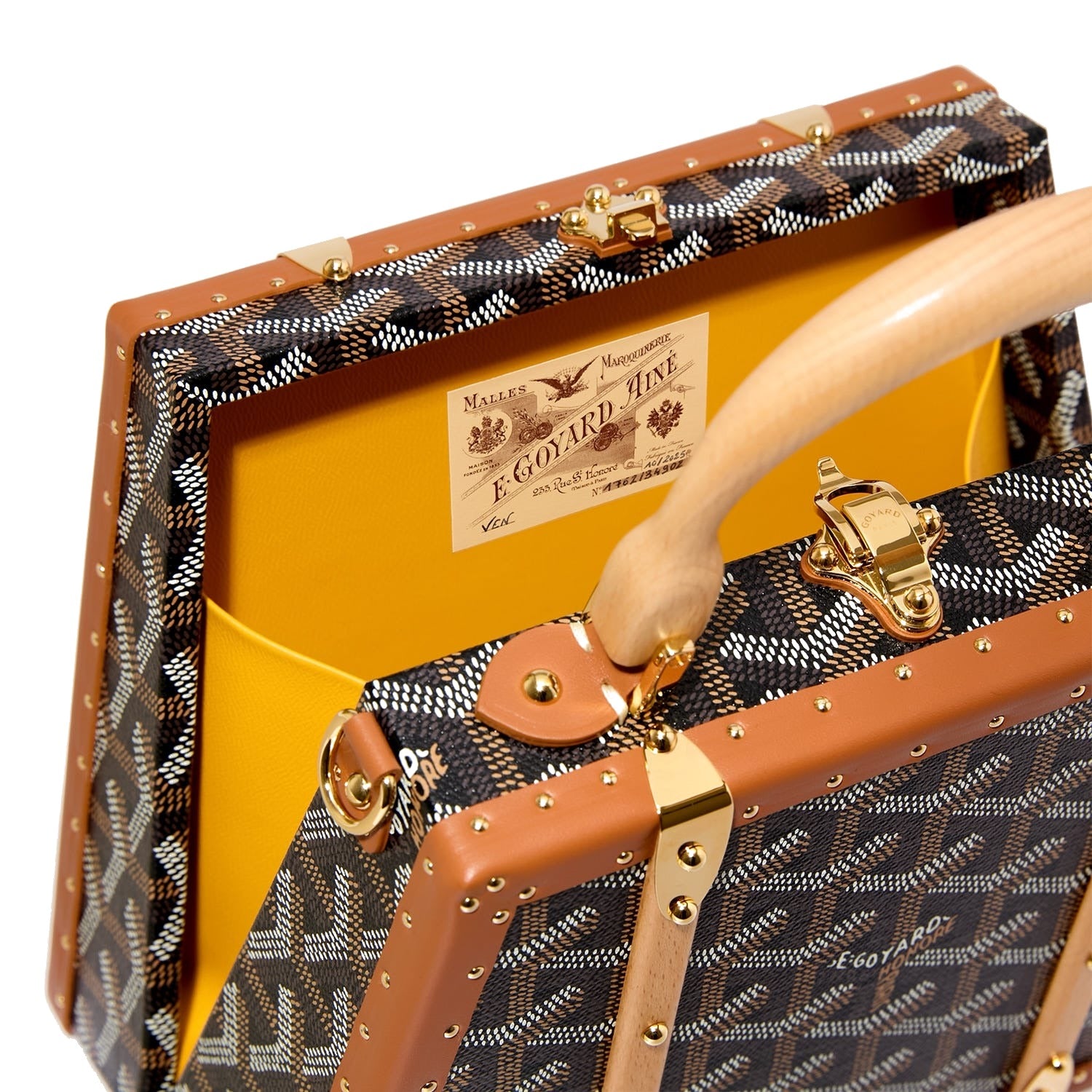Mini Structured Trunk Crossbody - Black & Tan - 9