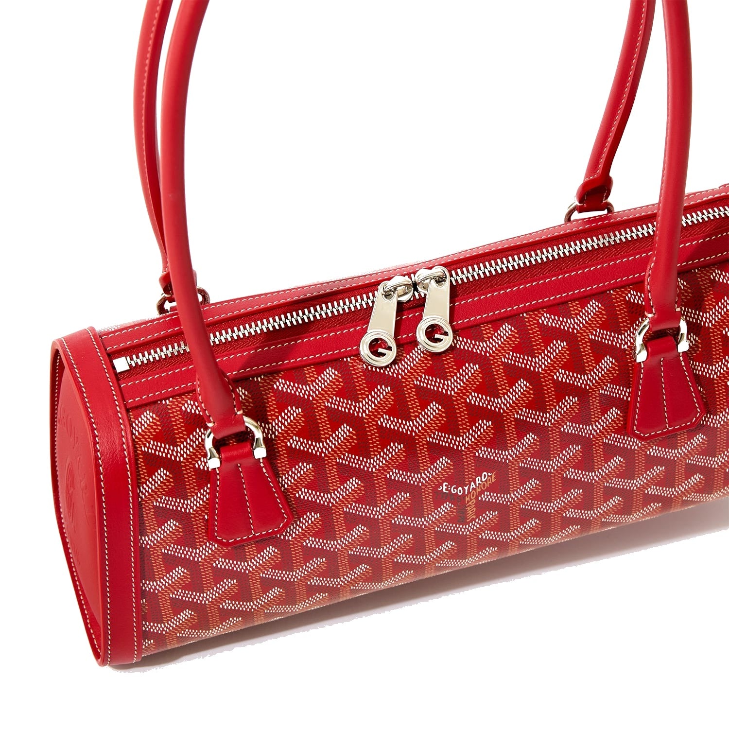 Round Structured Top-Handle Bag - Red - 13