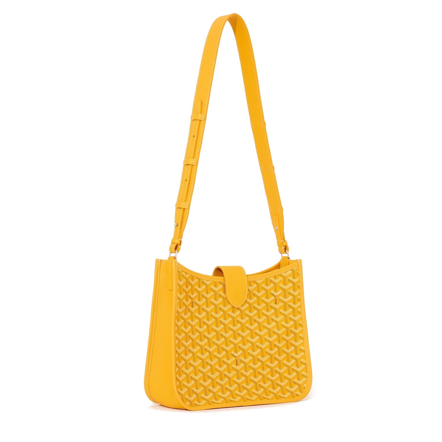 Canvas Flap Crossbody Bag - Yellow - 23