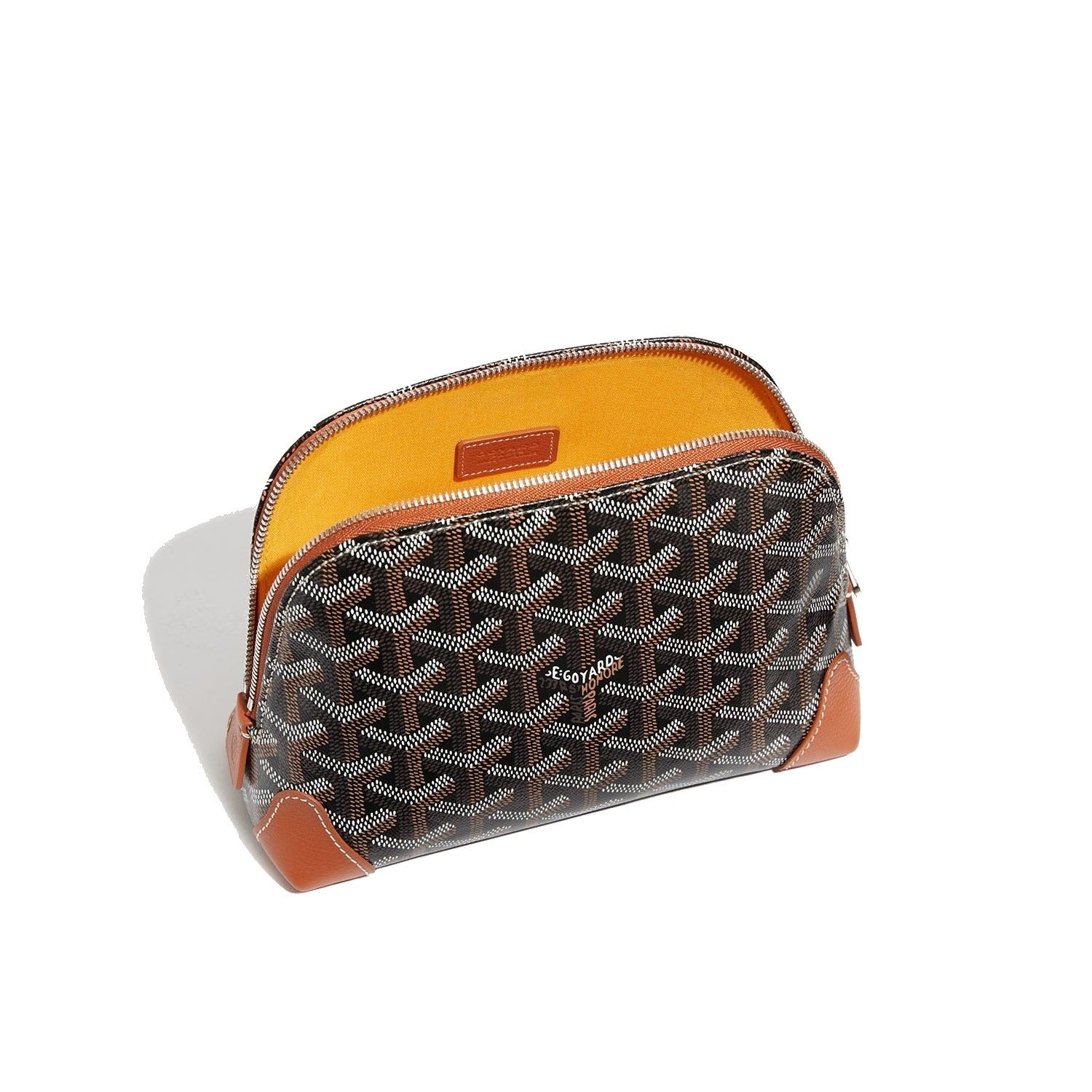 Canvas Cosmetic Pouch - Black & Tan - 7