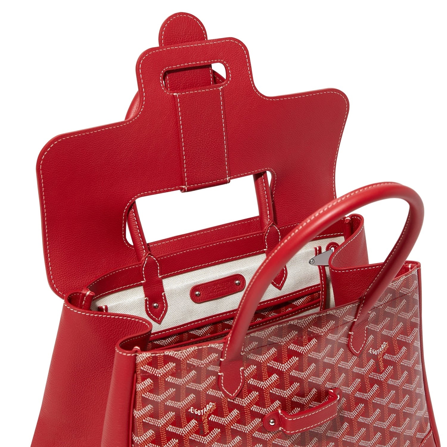 Structured Convertible Tote Bag - Red - 20
