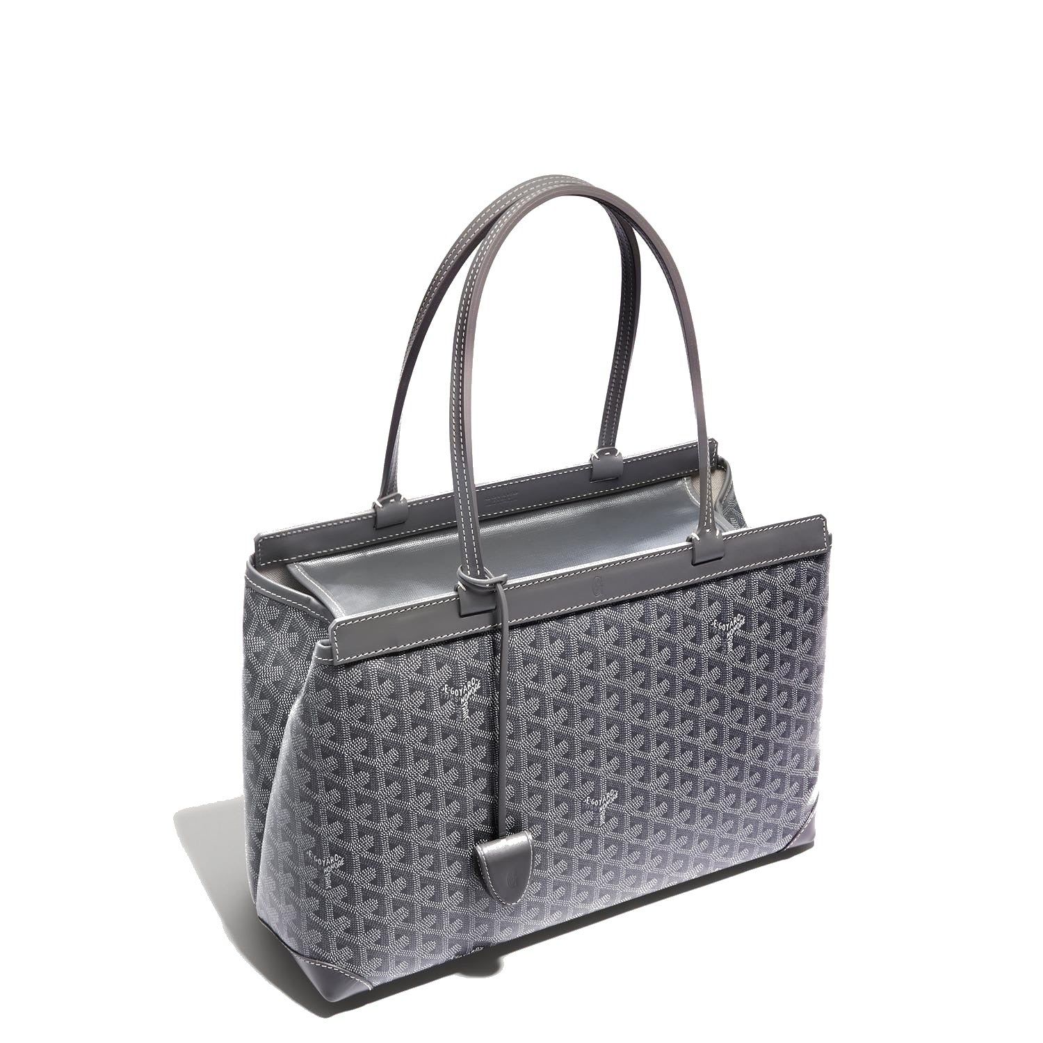 Contrast Leather Shoulder Bag - Grey - 43
