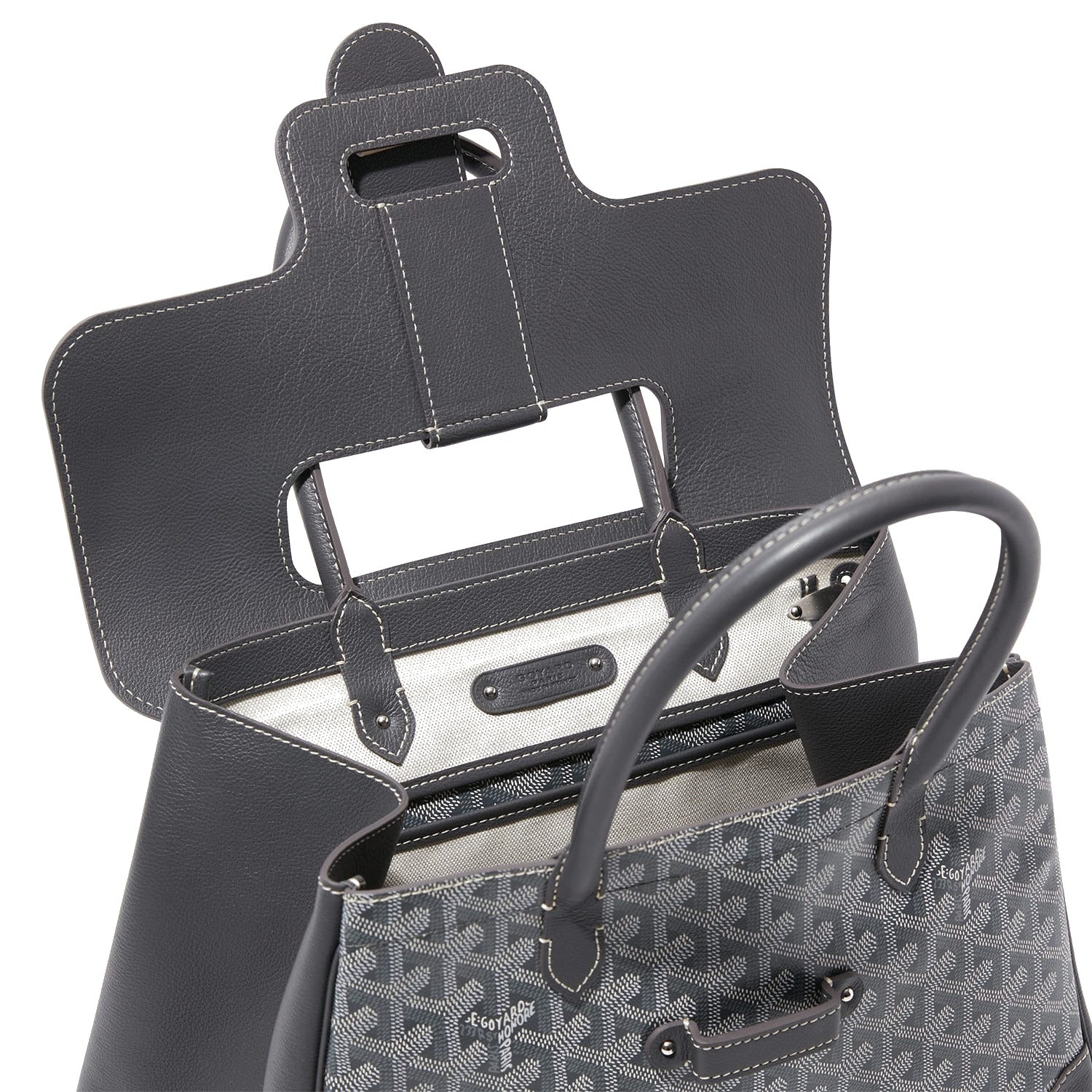 Structured Convertible Tote Bag - Grey - 73