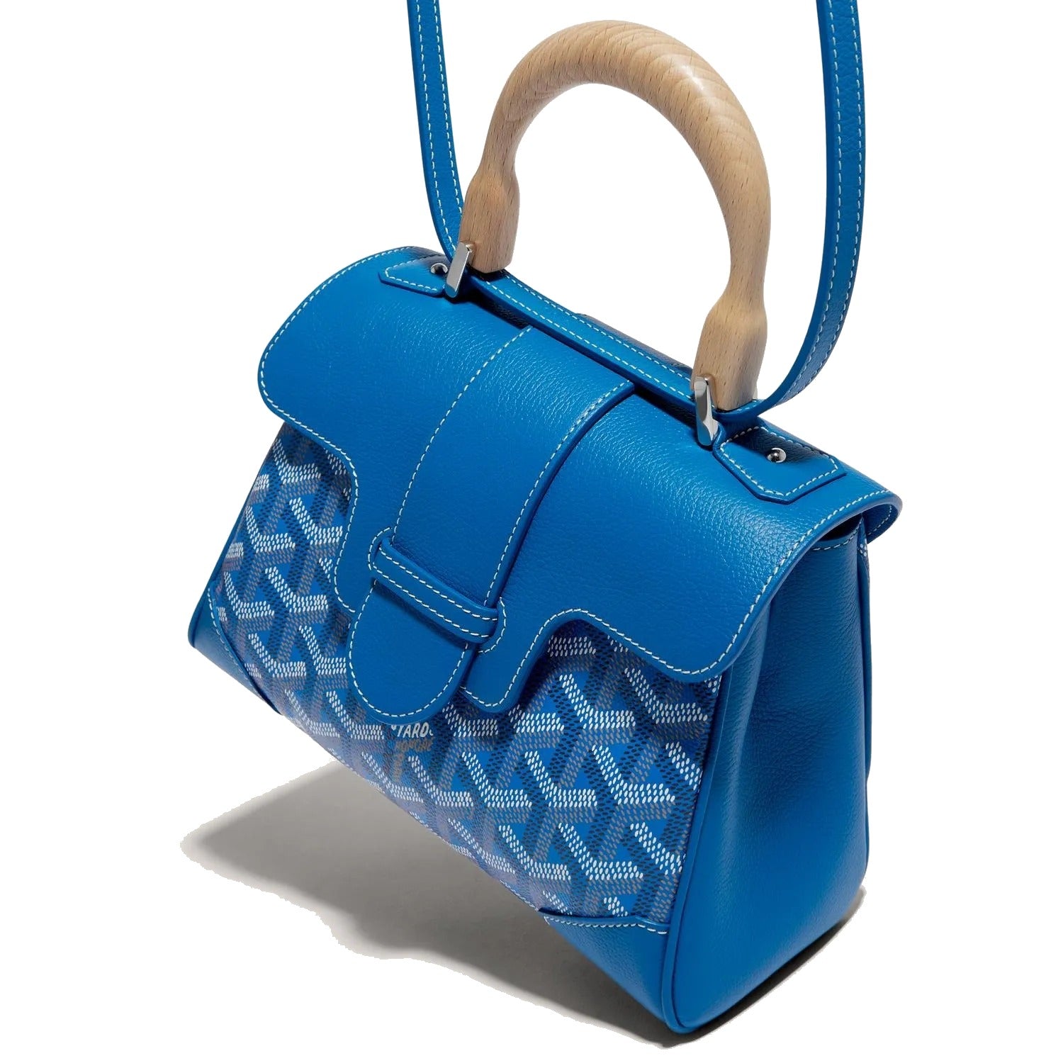 Soft Leather Mini Crossbody Bag - Sky Blue - 34